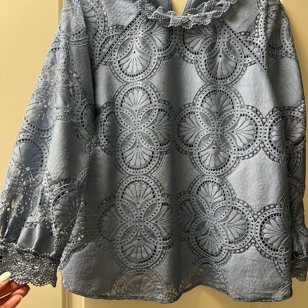Sezane Vintage Blue Bianca Blouse